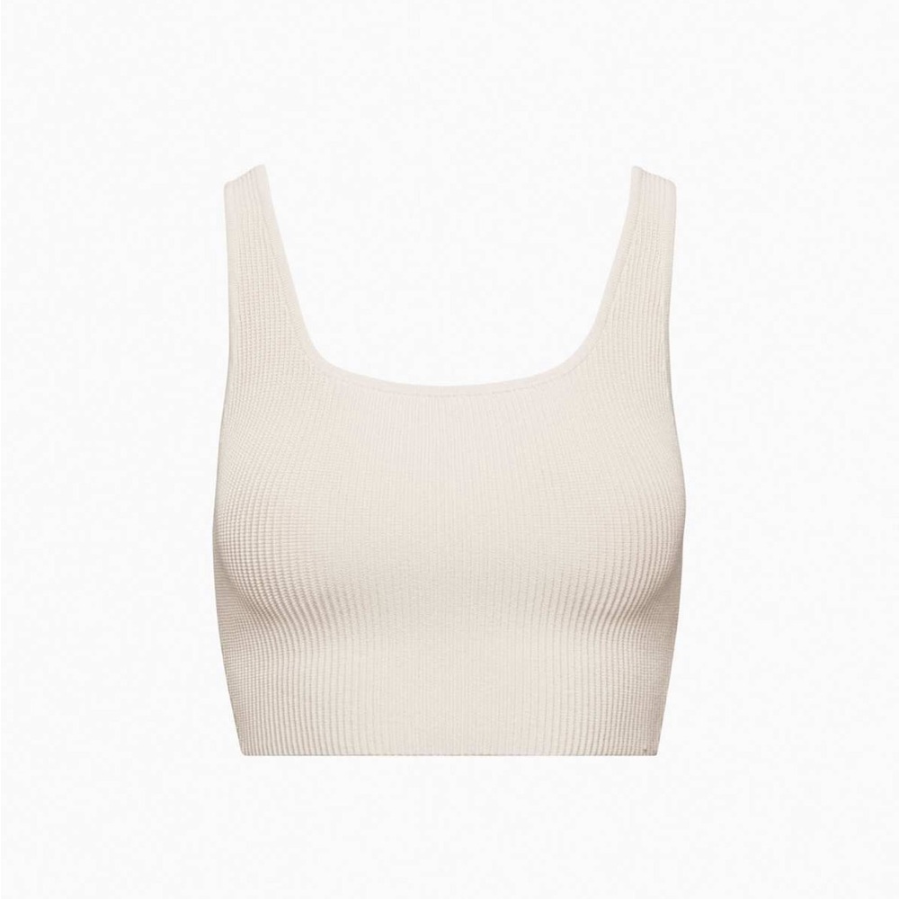 Babaton Ribbed Scoop Neck Crop Tank - Cream